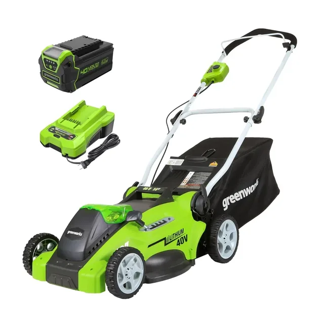 Greenworks 40V 16-inch push mower, an example of lawn mowers