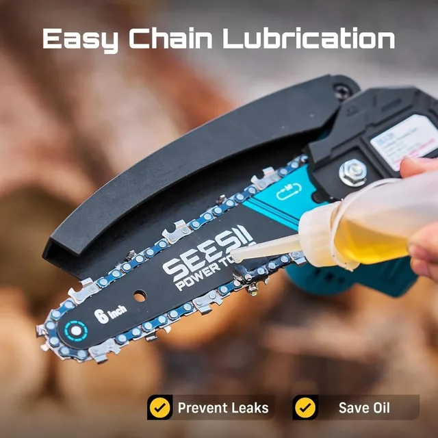 SEESII M6 Lite 6-inch mini chainsaw kit, an example of outdoor power tools